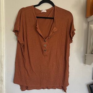 Pink Lily Rust Button-Down Shirt